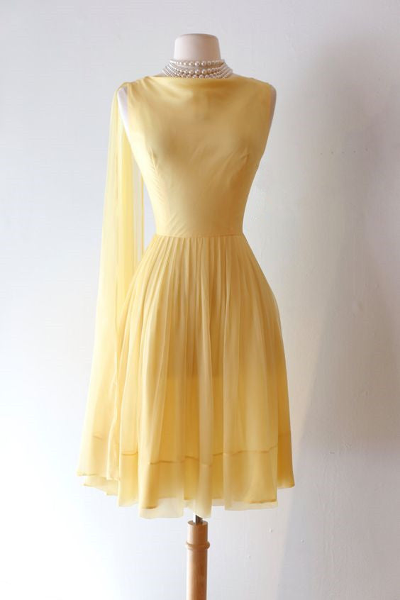 Pale yellow cocktail dress best sale