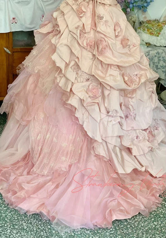 Pink A Line Princess Quinceanera Dress Ball Gown Sweet 16 Dresses   fg7178