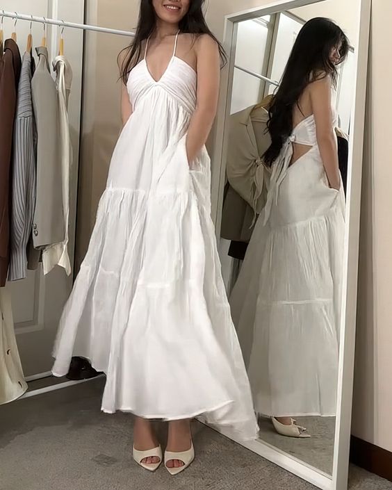 Sexy White Sleeveless Long Prom Dress,White Maxi Dress        fg5864