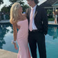 Charming Mermaid Straps Light Pink Long Prom Dress    fg7461