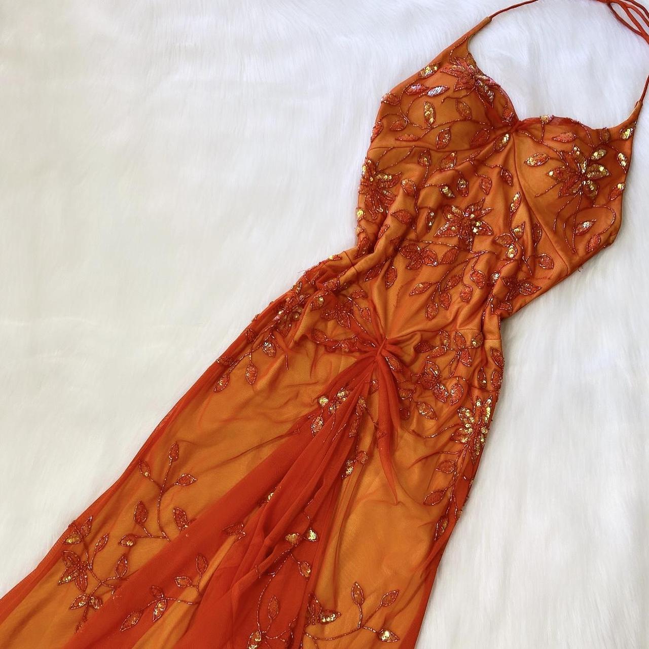 Elegant Orange Spaghetti Straps Beaded Prom Dress Party Dress       fg5364