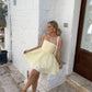 Yellow Strapless Party Dress Short Prom Dress Birthday Dress     fg7441