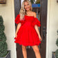 Sweet A Line Red Tulle Short Homecoming Dresses with Detachable Sleeves        fg5796