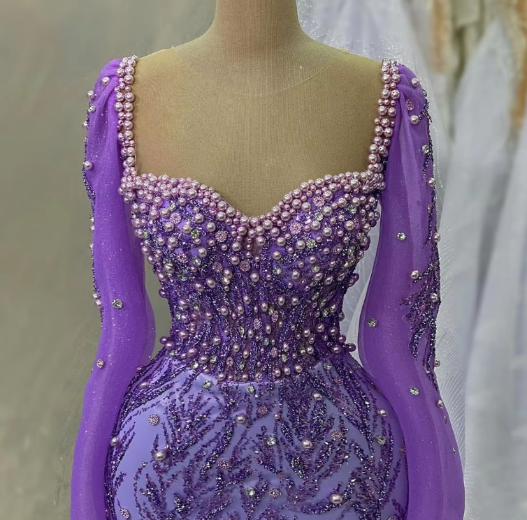 Purple evening dresses for women glittering ball gowns     fg7066