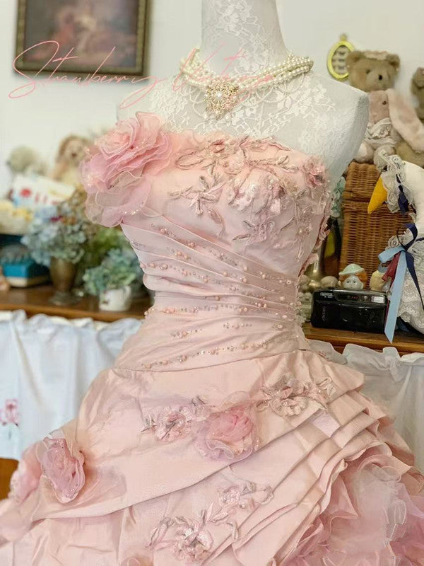 Pink A Line Princess Quinceanera Dress Ball Gown Sweet 16 Dresses   fg7178