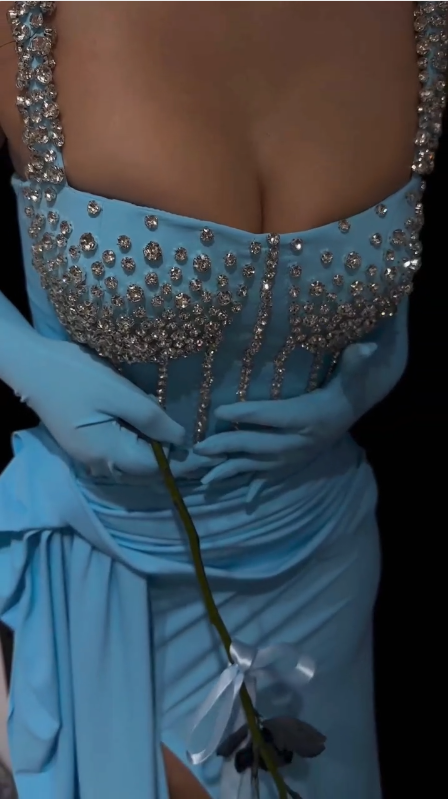 Blue Sparkly Sexy Long Prom Dress Formal Evening Dress    fg7544