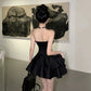 Strapless Black Satin Homecoming Dress 21st Birthday Outfit    fg7120