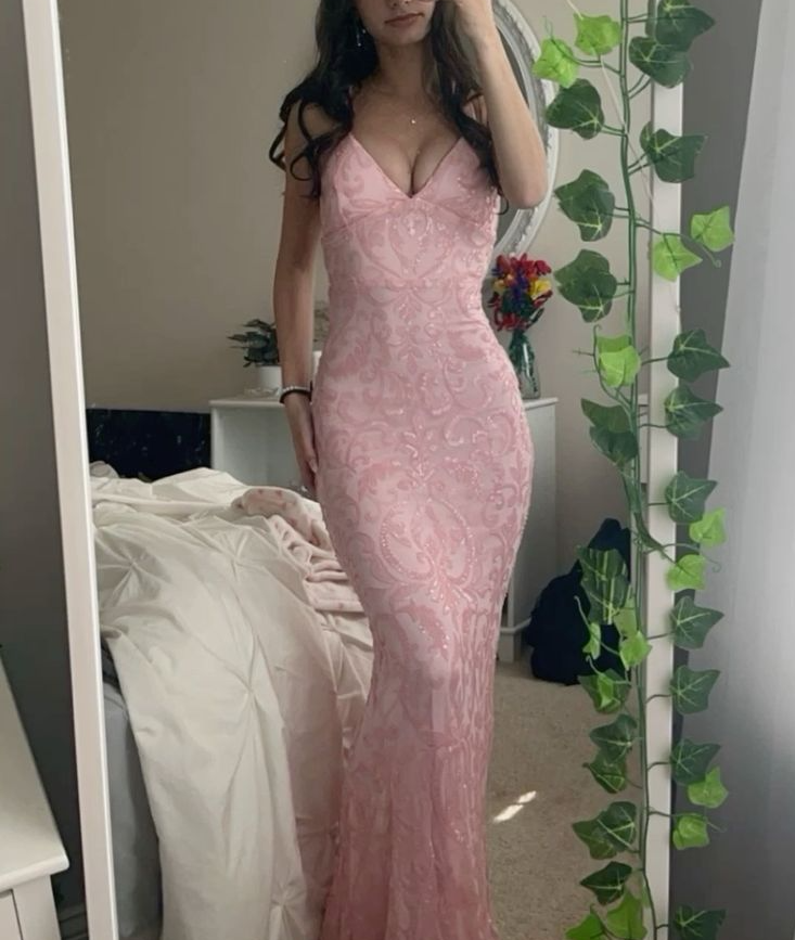 Cute Mermaid Pink Long Prom Dresses     fg6875