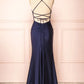 Simple Sheath Prom Dress with Split,Dark Navy Graduation Dress       fg4187