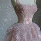 Pink tulle lace long prom dress, pink evening dress      fg3281