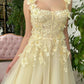 A-line Square Floor-length Sleeveless Open Back Appliques Lace Prom Dress    fg5000