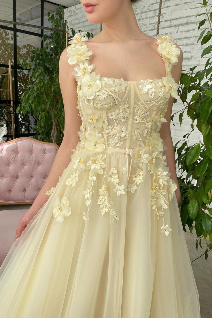 A-line Square Floor-length Sleeveless Open Back Appliques Lace Prom Dress    fg5000