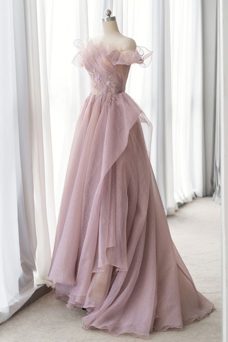 Tulle Long A-line Prom Dress, Lovely Off the Shoulder Evening Dress      fg5042