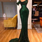 Sexy Green Mermaid Spaghetti Straps Maxi Long Prom Dresses      fg5121