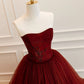 Wine Red Tulle Scoop Long Formal Dress, Wine Red Tulle Prom Dress Party Dress      fg5044