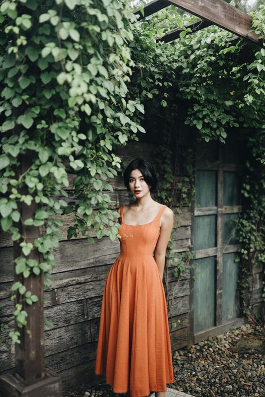 Simple A-line Prom Dress, Orange Evening Dress    fg4543