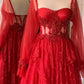 wedding guest dress, Red Long Prom dress      fg4525