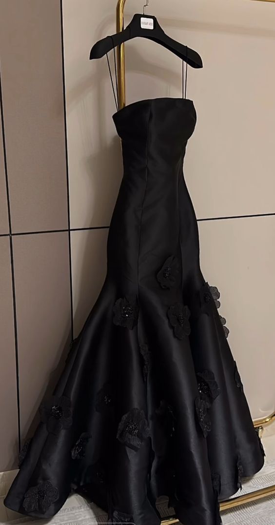 Elegant Black Spaghetti Straps Prom Dress Party Dress       fg5366