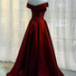 Beautiful Burgundy A-line Floor Length Satin Prom Dress Party Dress, Wine Red Long Formal Dress       fg5207