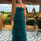 Elegant Strapless A-line Maxi Long Party Prom Dresses, Wedding Party Dresses    fg4648