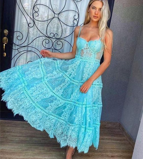 A-Line Stunning Lace Formal Prom Dresses     fg4720