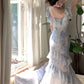 Summer New Women Elegent Slim Party Prom Print Ruffles Dress Female Fashion Party Dress     fg5009