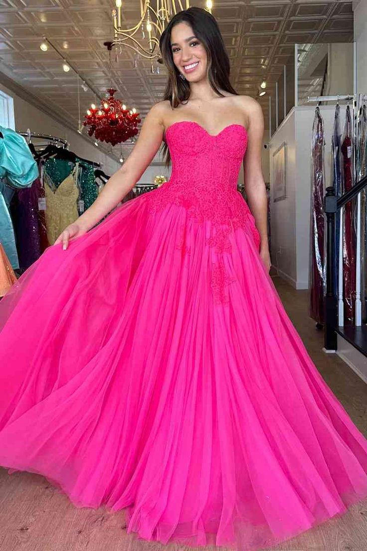 Sweetheart A-Line Long Party Dress with Appliques     fg4578