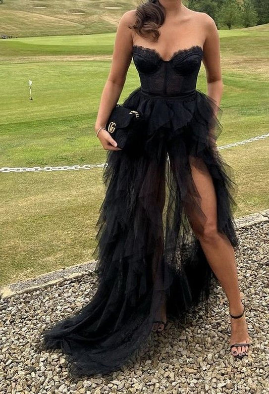 Black Tulle Prom Evening Dresses       fg4449