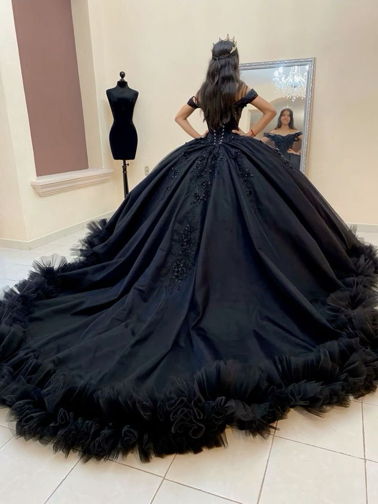 Princess Black Quinceanera Dresses Sixteen Birthday Party Gowns Ball Gowns      fg5262