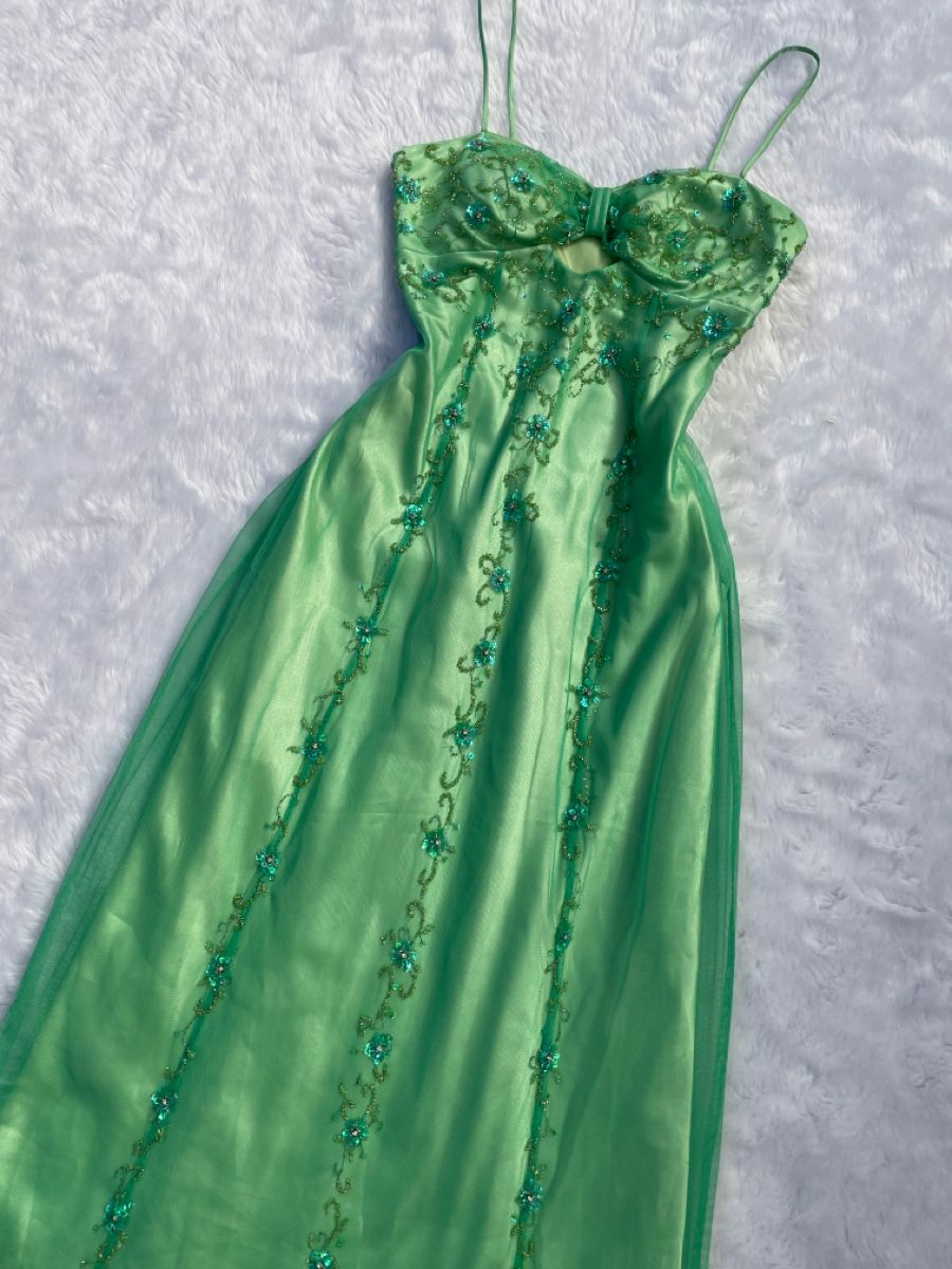 Green Floor Length Prom Dress, Evening Party Dress     fg5057