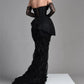 Vintage Black Lace Evening Dress,Black Gala Dress        fg5256