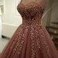 A-line Straps Tulle Prom Dress Birthday Party Dress Formal Occasion Gowns      fg5236