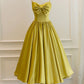 Yellow Satin Short Prom Dresses, Cute A-Line Bow Homecoming Dresses      fg5223