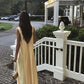 Simple A Line V neckline Yellow Long Prom Dresses      fg5330