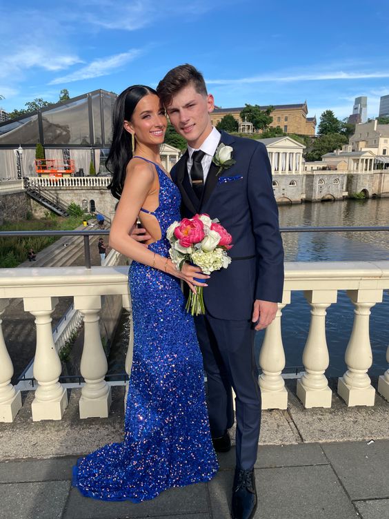 Royal Blue Sequin Mermaid Prom Dresses Evening Party Formal Gowns fg37 –  formalgowns