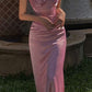 Long Satin Prom Dress V Neck Trending Formal Dresses      fg4220