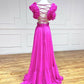 A-Line Fuchsia Long Prom Dresses, Backless Fuchsia Long Formal Dresses        fg3971