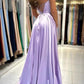 Simple Long Lilac A-line Sleeveless Prom Dresses      fg3785