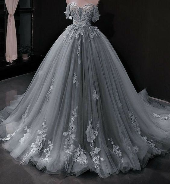 Gray quinceañera dress Ball Gown Evening Dress fg3940 – formalgowns