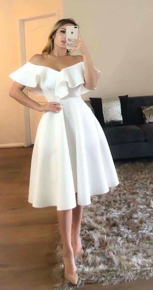 Off Shoulder Dress White Party Gown Prom Dress fg4082 – formalgowns