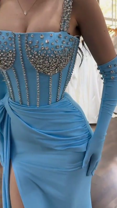 Blue Sparkly Sexy Long Prom Dress Formal Evening Dress    fg7544