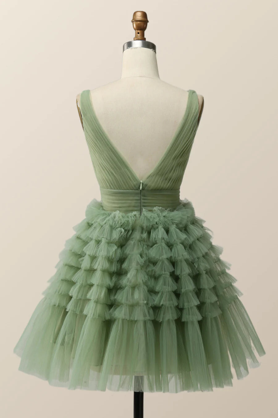 Empire Green Tulle A-line Party Dress Homecoming Dresses     fg3727