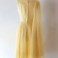 Chiffon Party Dress Vintage 60s Pale Yellow Cocktail Dress With Trailing Shoulder Sash      fg5623