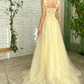 A-line Square Floor-length Sleeveless Open Back Appliques Lace Prom Dress    fg5000