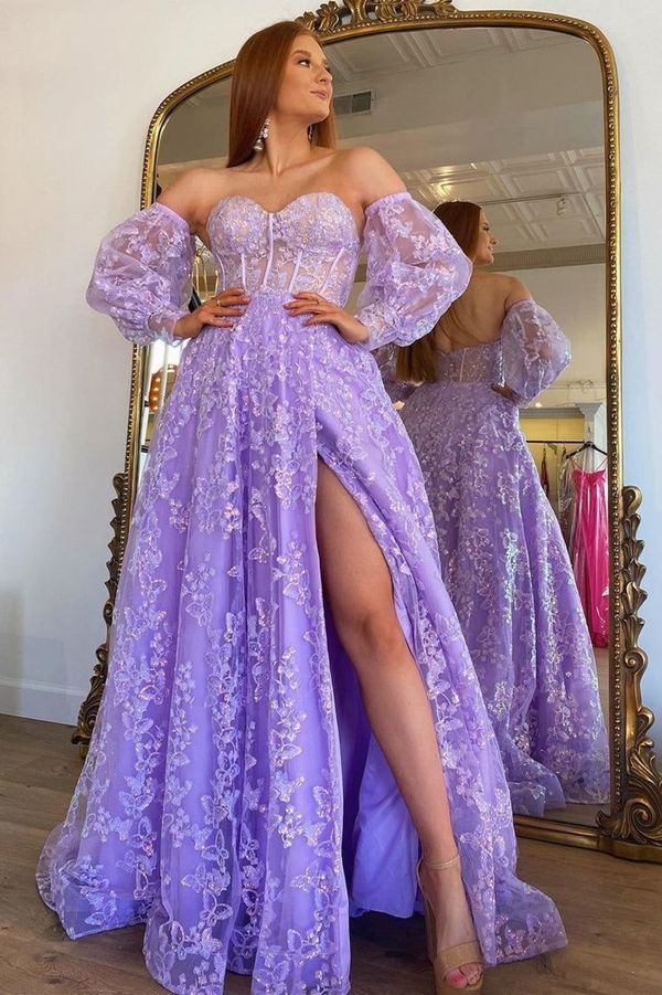 sparkly poofy purple prom dresses