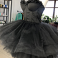 Sweetheart Black Corset Tulle Short Dress Homecoming dress      fg3897