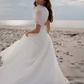 Charming A-Line Square Neck Puff Sleeves Wedding Dresses with Train      fg5860