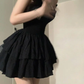 Black Mini Dress Women Vintage A-line Summer Sweet Homecoming Dress       fg5773