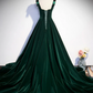 Prom Dresses,a-line Velvet Green Long Prom Dresses, Green Formal Evening Dresses    fg5713