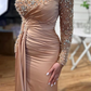 Beautiful Long Mermaid Beading Prom Dresses With Long Sleeves     fg4098